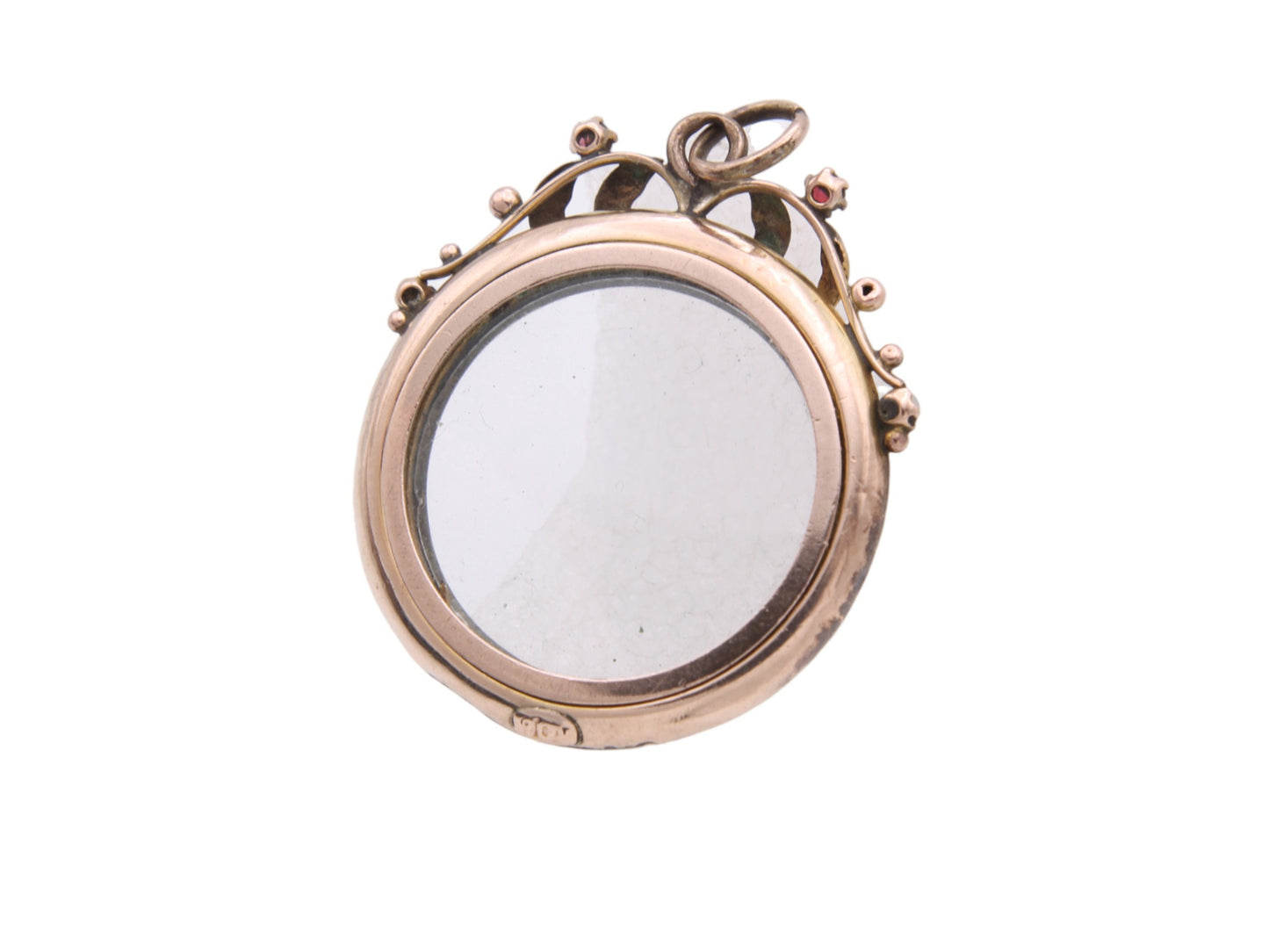 Antique-9ct-Gold-Decorative-Glass-Locket-Pendant