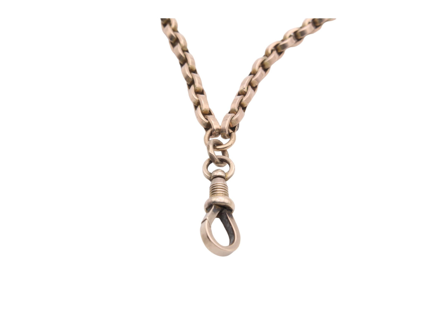 Antique 10ct Rose Gold Long Guard Belcher Necklace 61" 48g