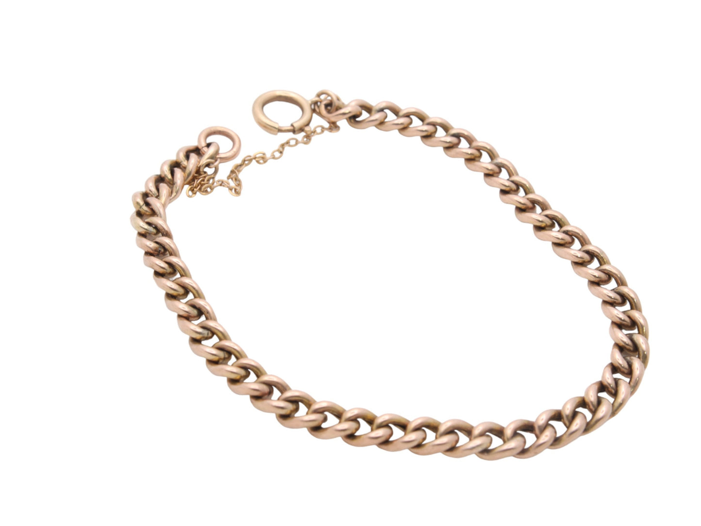 Antique 9ct Gold Curb Link Bracelet 7"