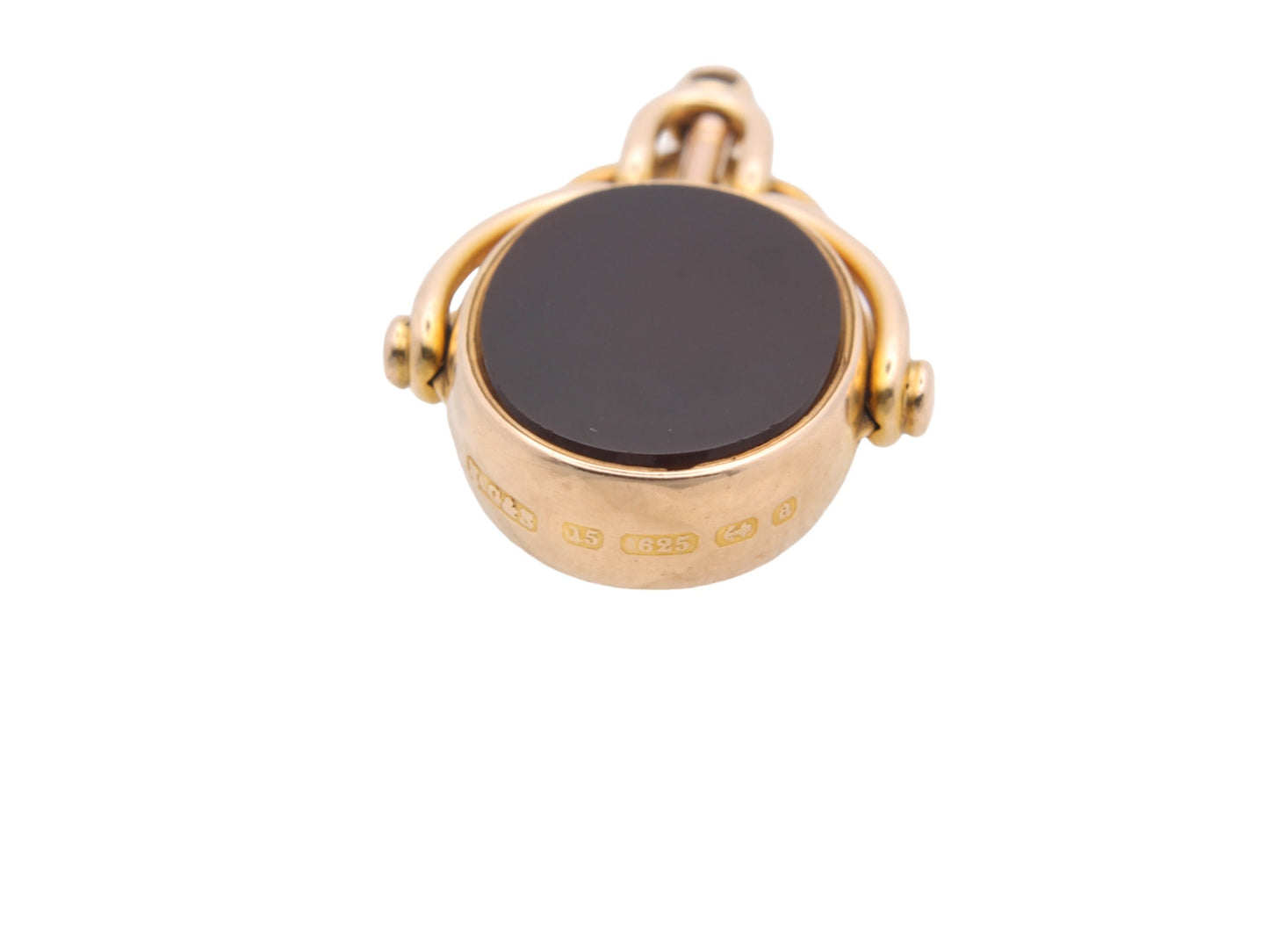 Antique 15ct Gold Bloodstone Carnelian Spinner Watch Key Pendant