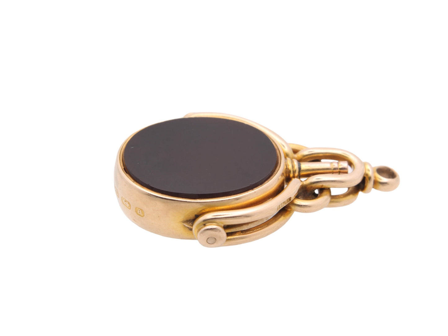 Antique 15ct Gold Bloodstone Carnelian Spinner Watch Key Pendant