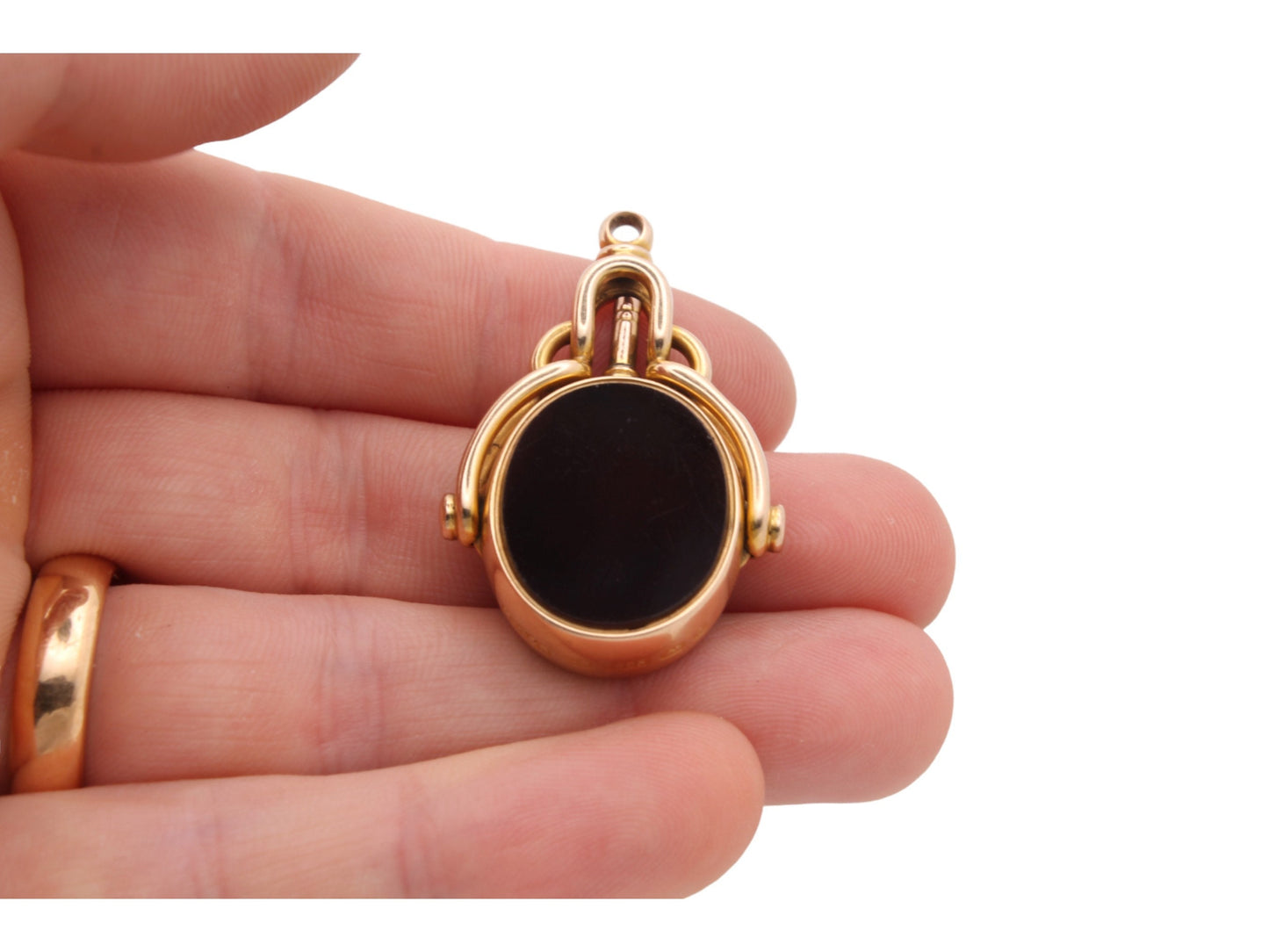 Antique 15ct Gold Bloodstone Carnelian Spinner Watch Key Pendant