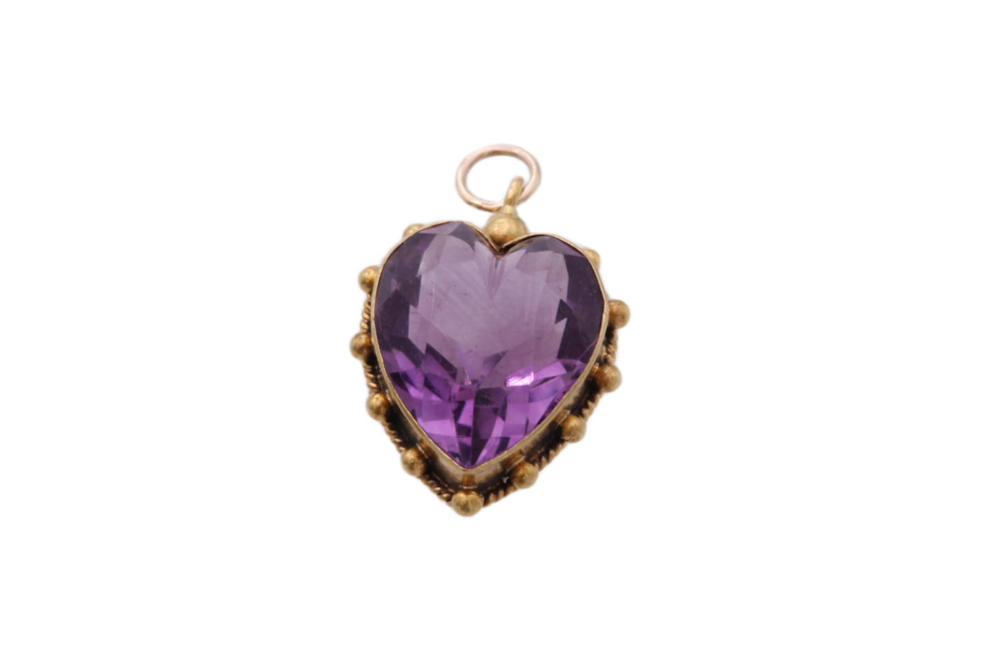 Antique 15ct Gold Amethyst Heart Pendant | Edwardian — view 8