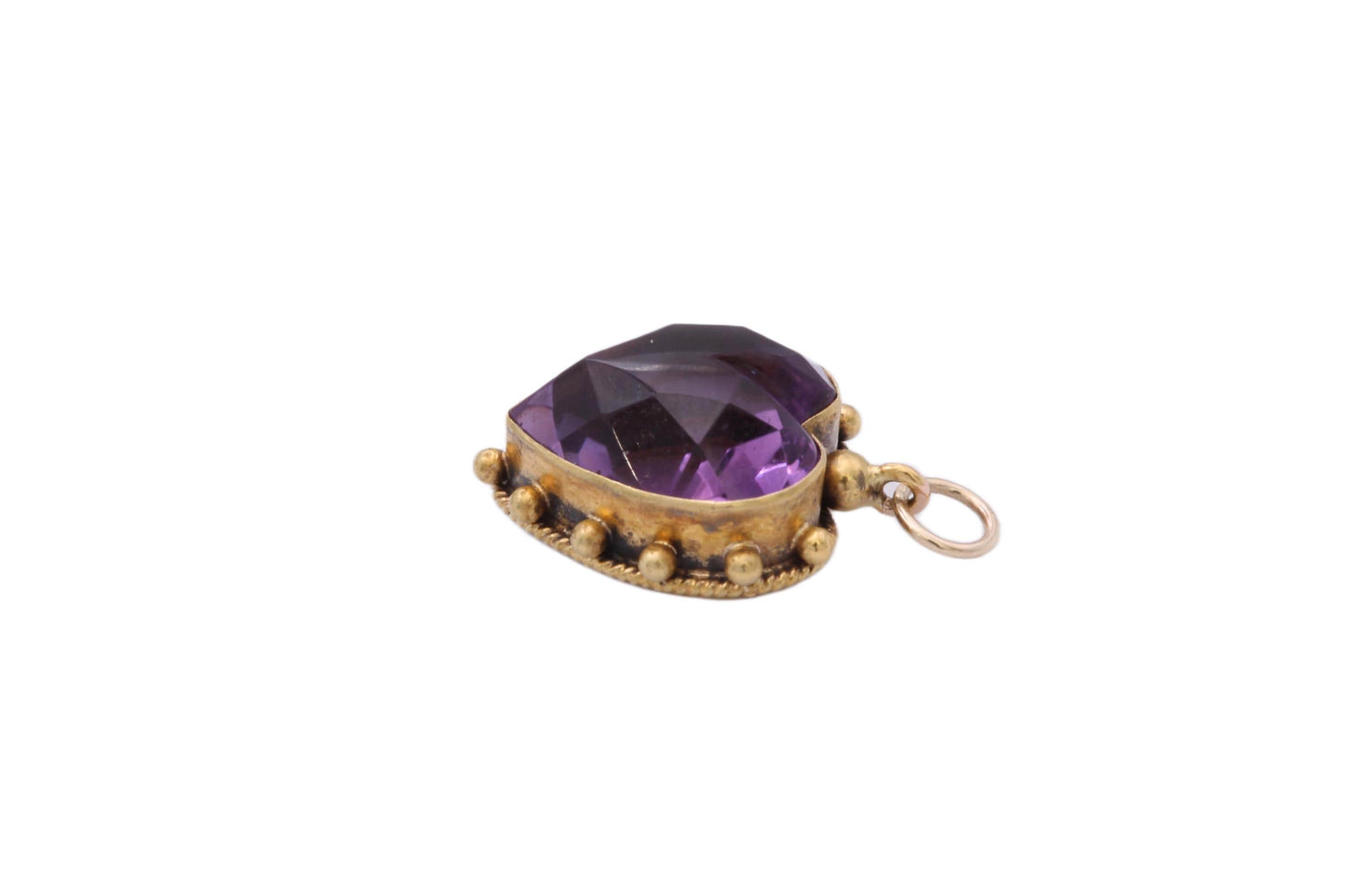 Antique 15ct Gold Amethyst Heart Pendant | Edwardian — view 9