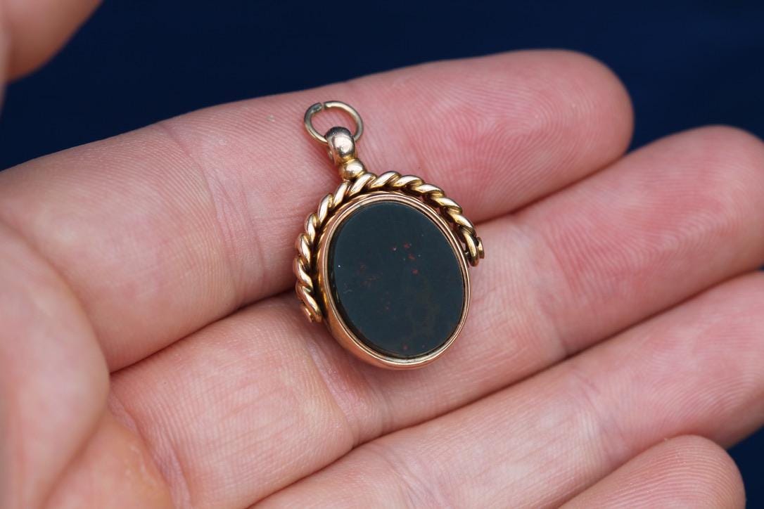Antique 15ct Gold Bloodstone & Carnelian Spinner Fob | 1916 — view 5