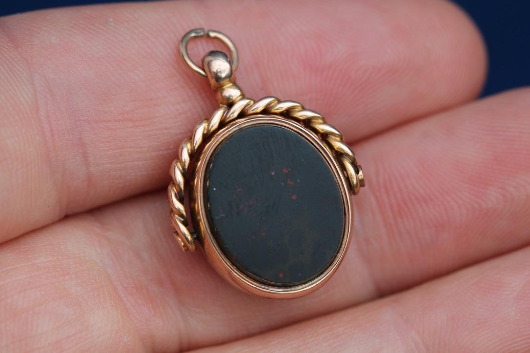 Antique 15ct Gold Bloodstone & Carnelian Spinner Fob | 1916 — view 7