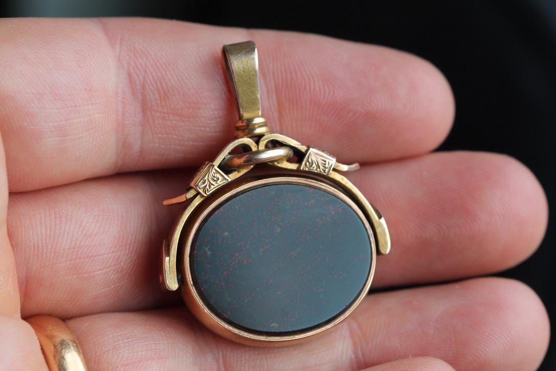 Antique 15ct Gold Bloodstone & Sardonyx Spinner Fob | Victorian 1873 — view 5