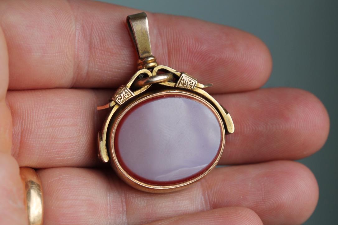 Antique 15ct Gold Bloodstone & Sardonyx Spinner Fob | Victorian 1873 — view 6