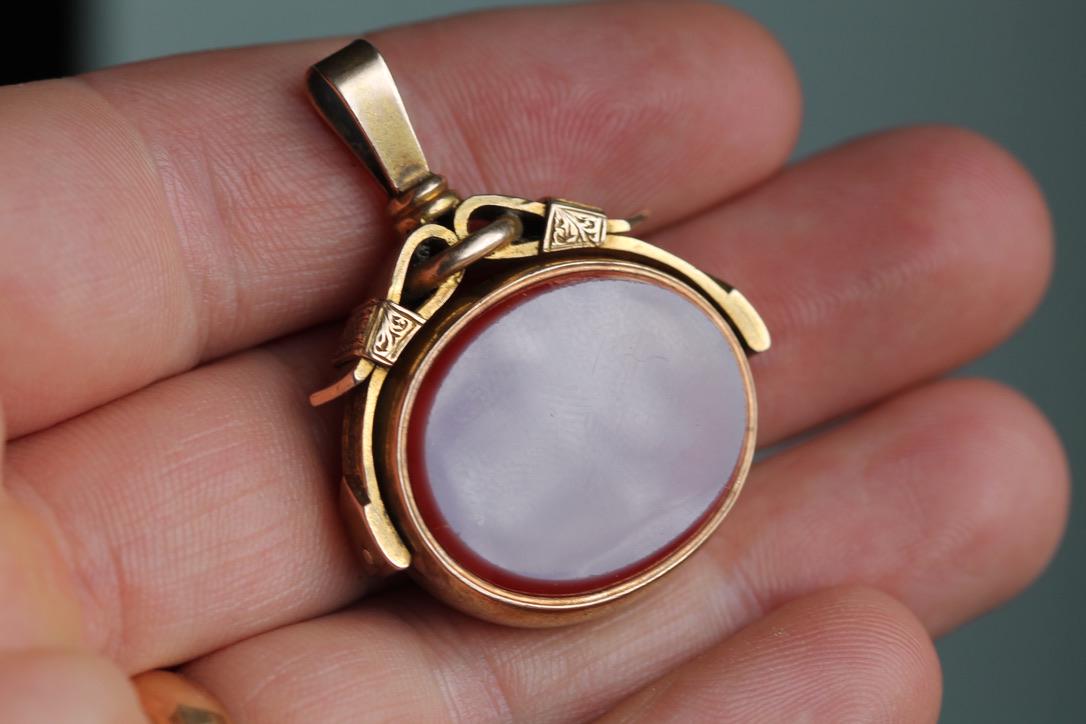 Antique 15ct Gold Bloodstone & Sardonyx Spinner Fob | Victorian 1873 — view 7