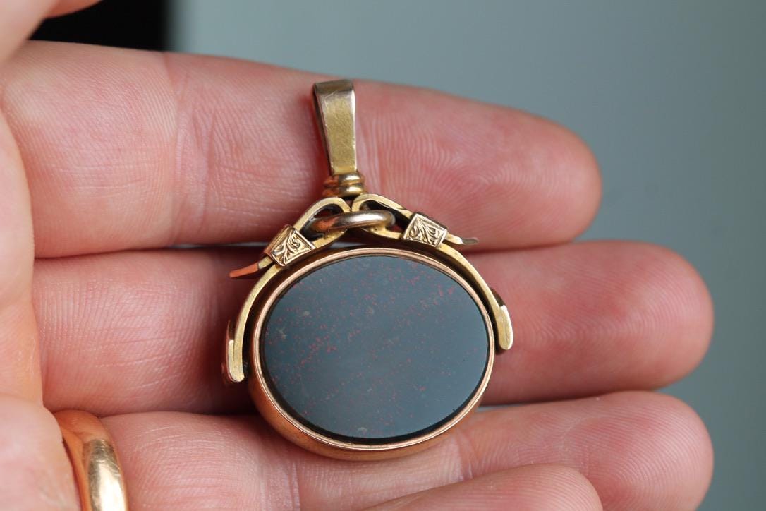 Antique 15ct Gold Bloodstone & Sardonyx Spinner Fob | Victorian 1873 — view 12