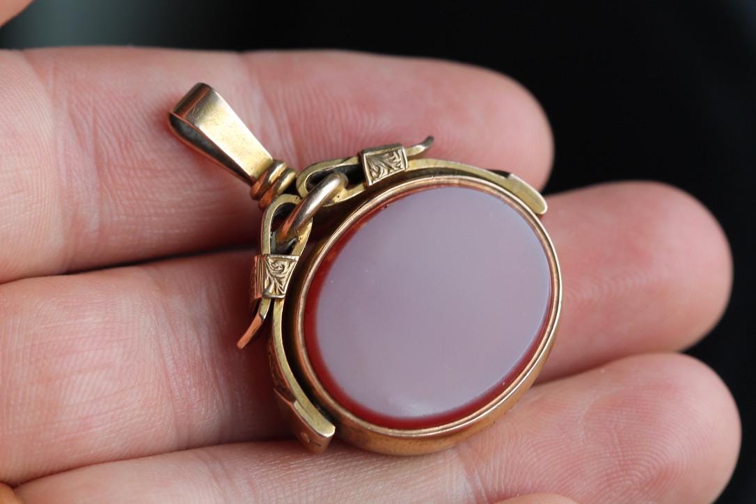 Antique 15ct Gold Bloodstone & Sardonyx Spinner Fob | Victorian 1873 — view 14