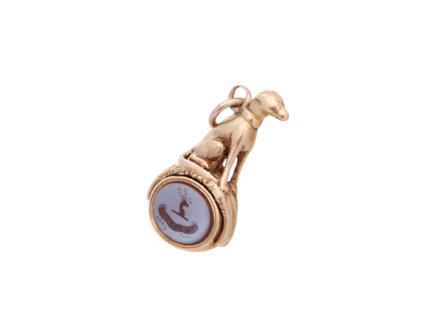 Antique 15ct Gold Greyhound Spinner Fob "Unity" | Bloodstone & Sardonyx c.1890 — view 15