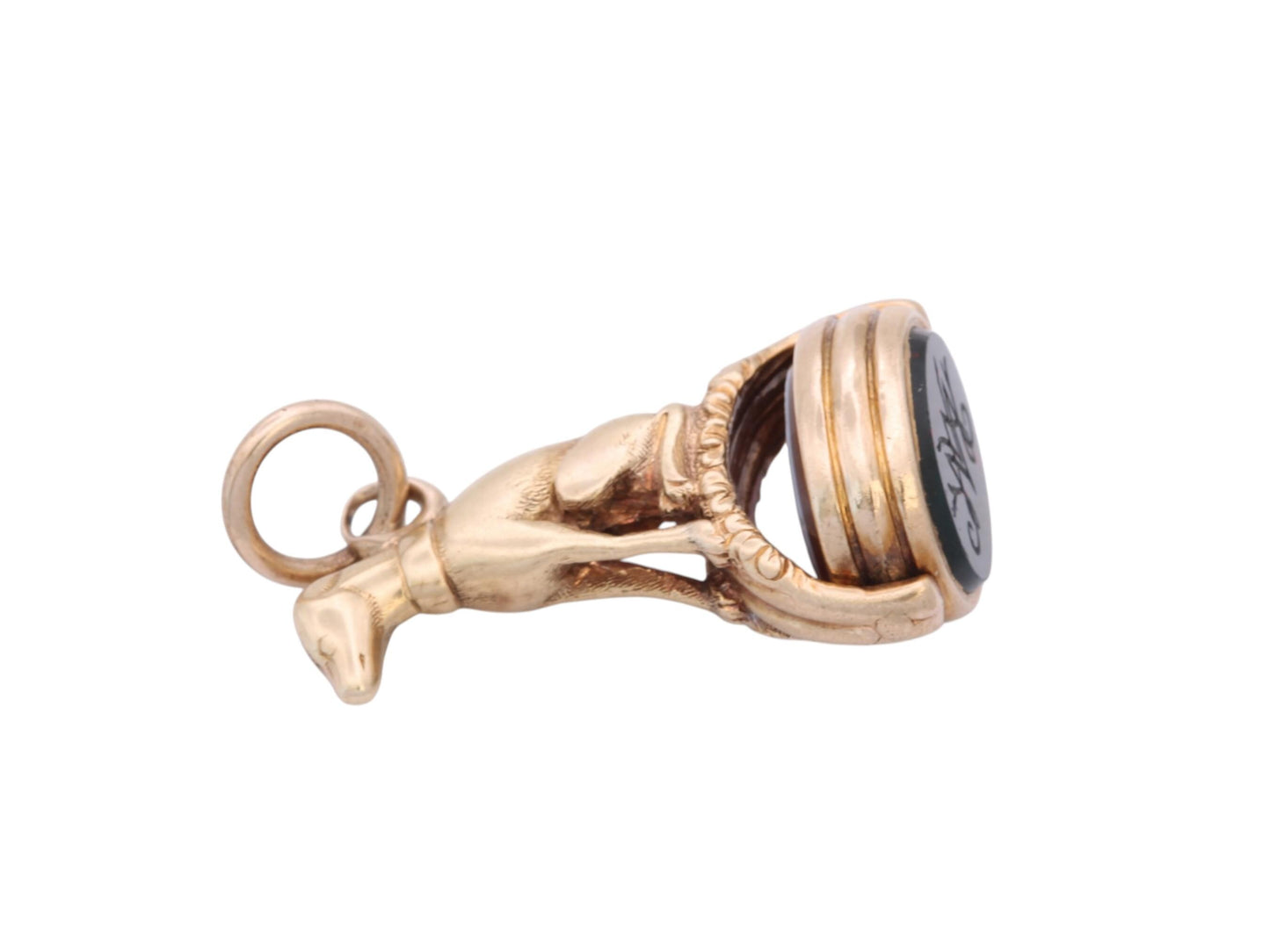 Antique 15ct Gold Greyhound Spinner Fob "Unity" | Bloodstone & Sardonyx c.1890 — view 16