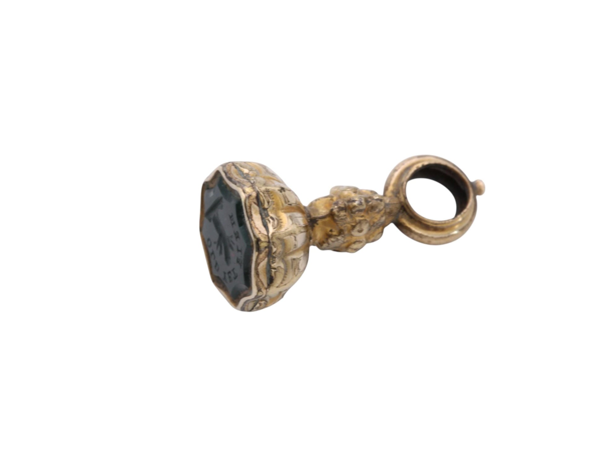 Antique Bloodstone Intaglio Seal | Old Yet Firm | 9ct Rolled Gold Victorian Fob c.1860 — view 6