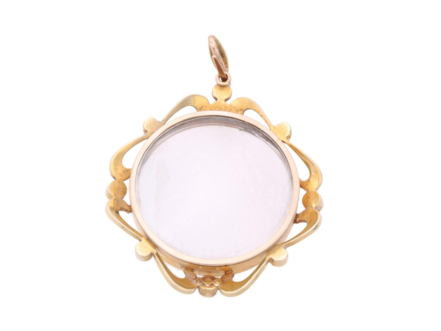 Edwardian 15ct gold keepsake locket with removable rear glass bezel
