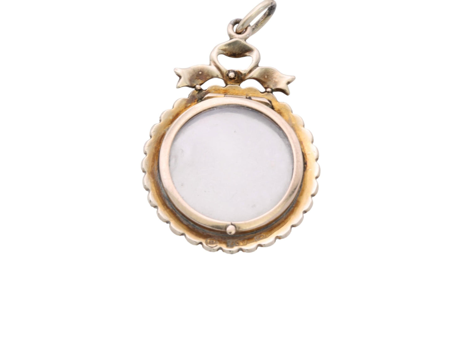 Antique Edwardian 9ct Gold Murrle Bennett Turquoise & Pearl Locket Pendant c.1900 — view 2