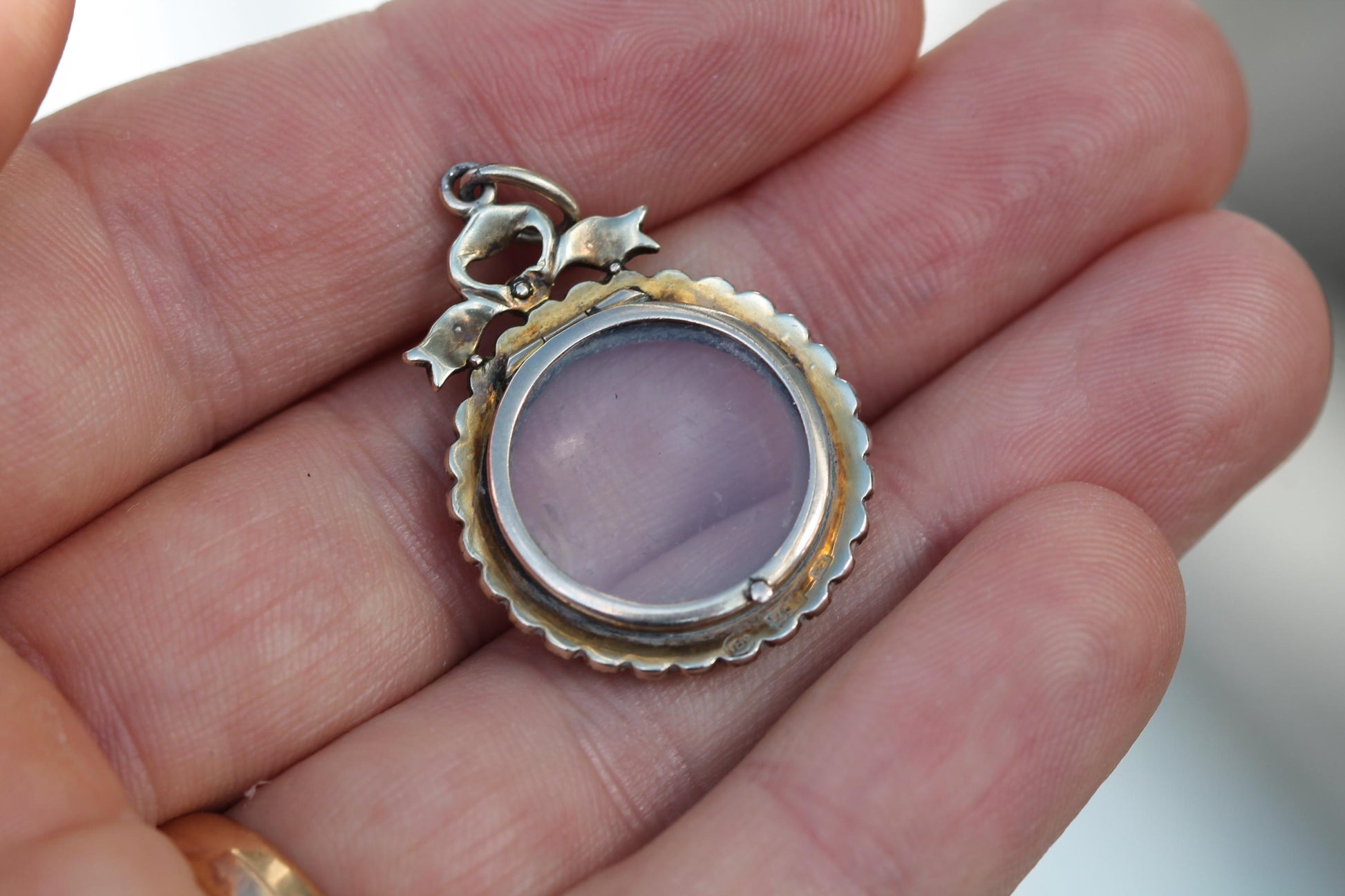 Antique Edwardian 9ct Gold Murrle Bennett Turquoise & Pearl Locket Pendant c.1900 — view 8