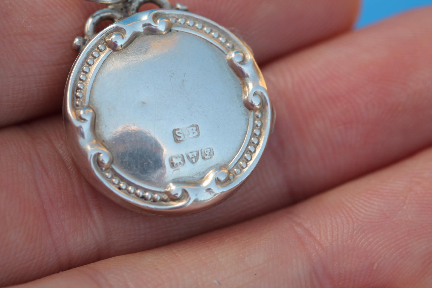 Antique Edwardian Sterling Silver Engraved Locket | 1911 — view 6