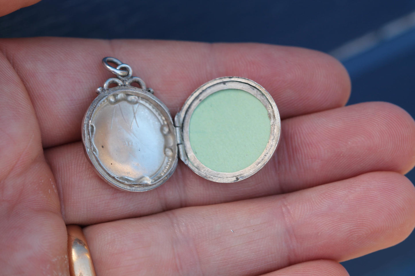 Antique Edwardian Sterling Silver Engraved Locket | 1911 — view 9
