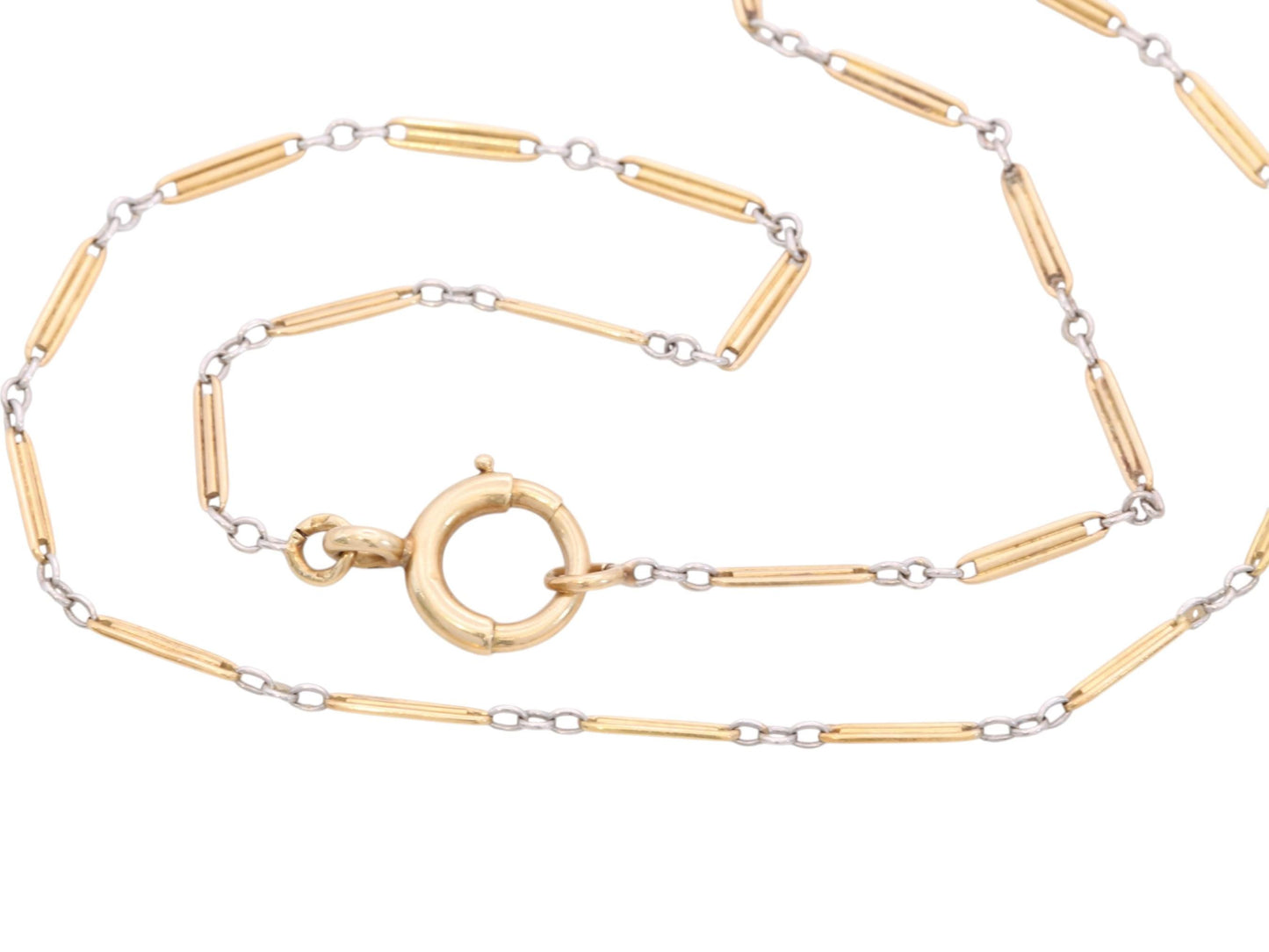Antique French 18ct Gold & Platinum Watch Chain Necklace c.1920 — view 4
