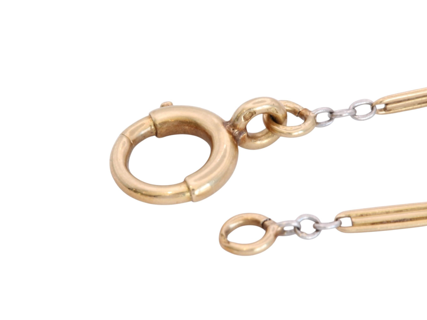 Antique French 18ct Gold & Platinum Watch Chain Necklace c.1920 — view 5