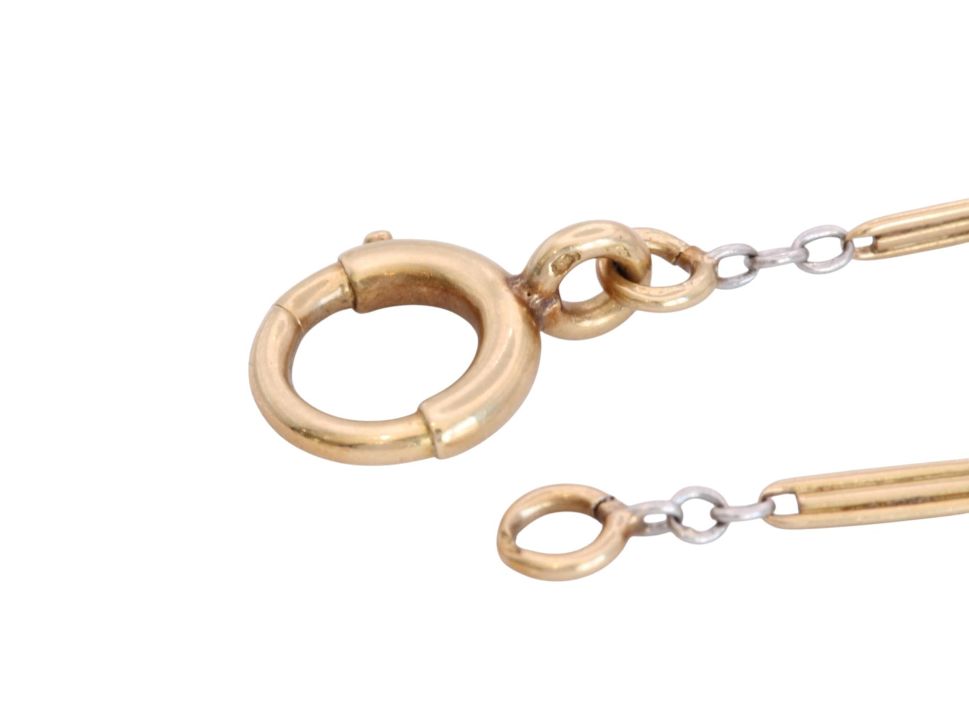 Antique French 18ct Gold & Platinum Watch Chain Necklace c.1920 — view 5