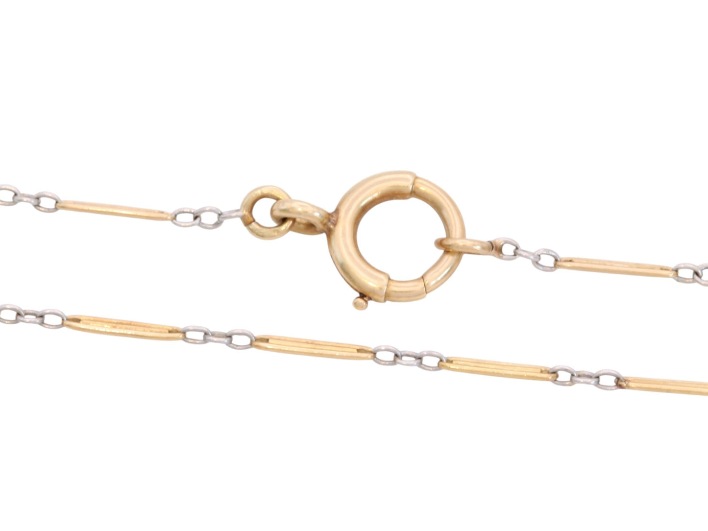 Antique French 18ct Gold & Platinum Watch Chain Necklace c.1920 — view 6
