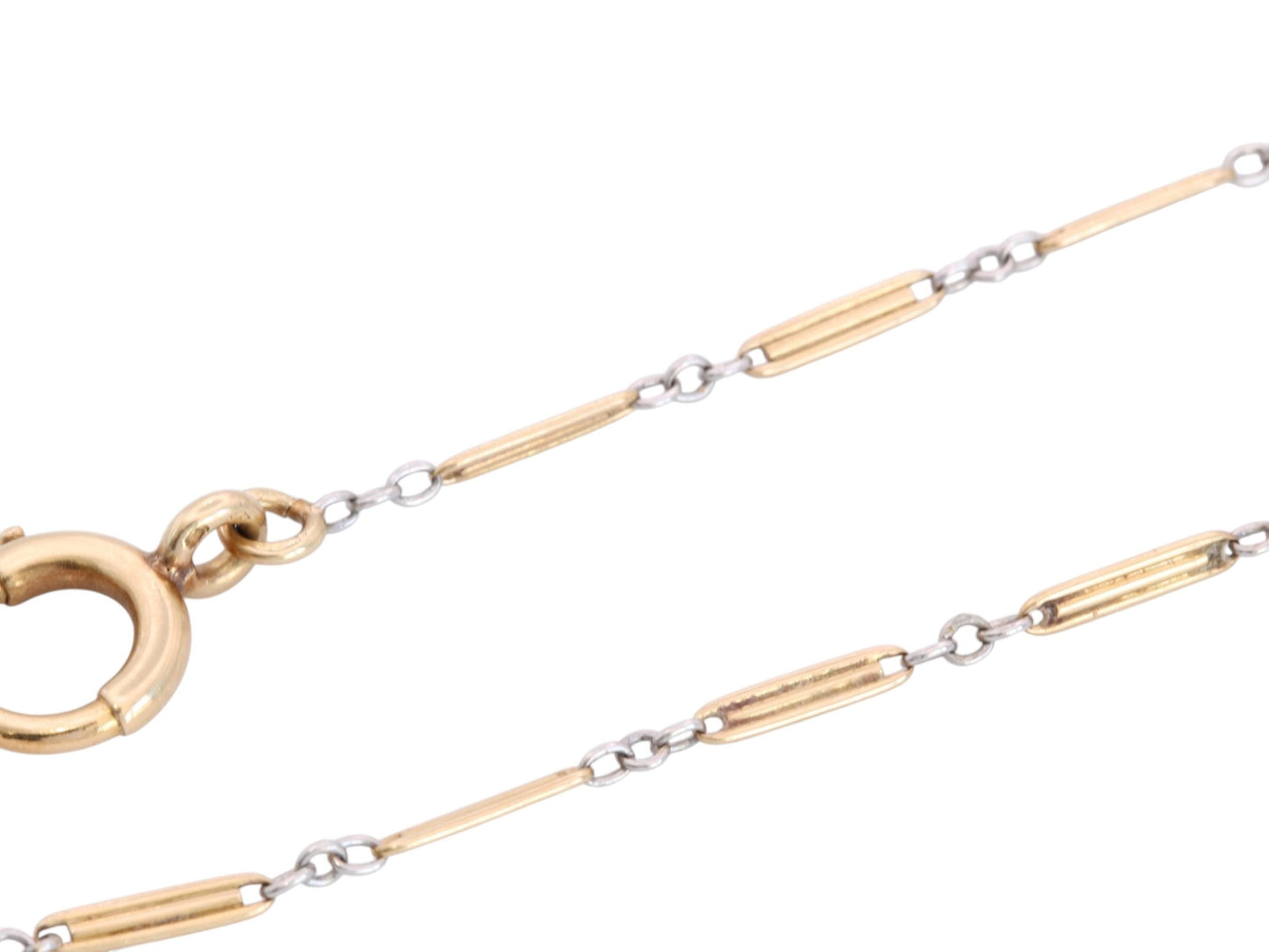 Antique French 18ct Gold & Platinum Watch Chain Necklace c.1920 — view 14