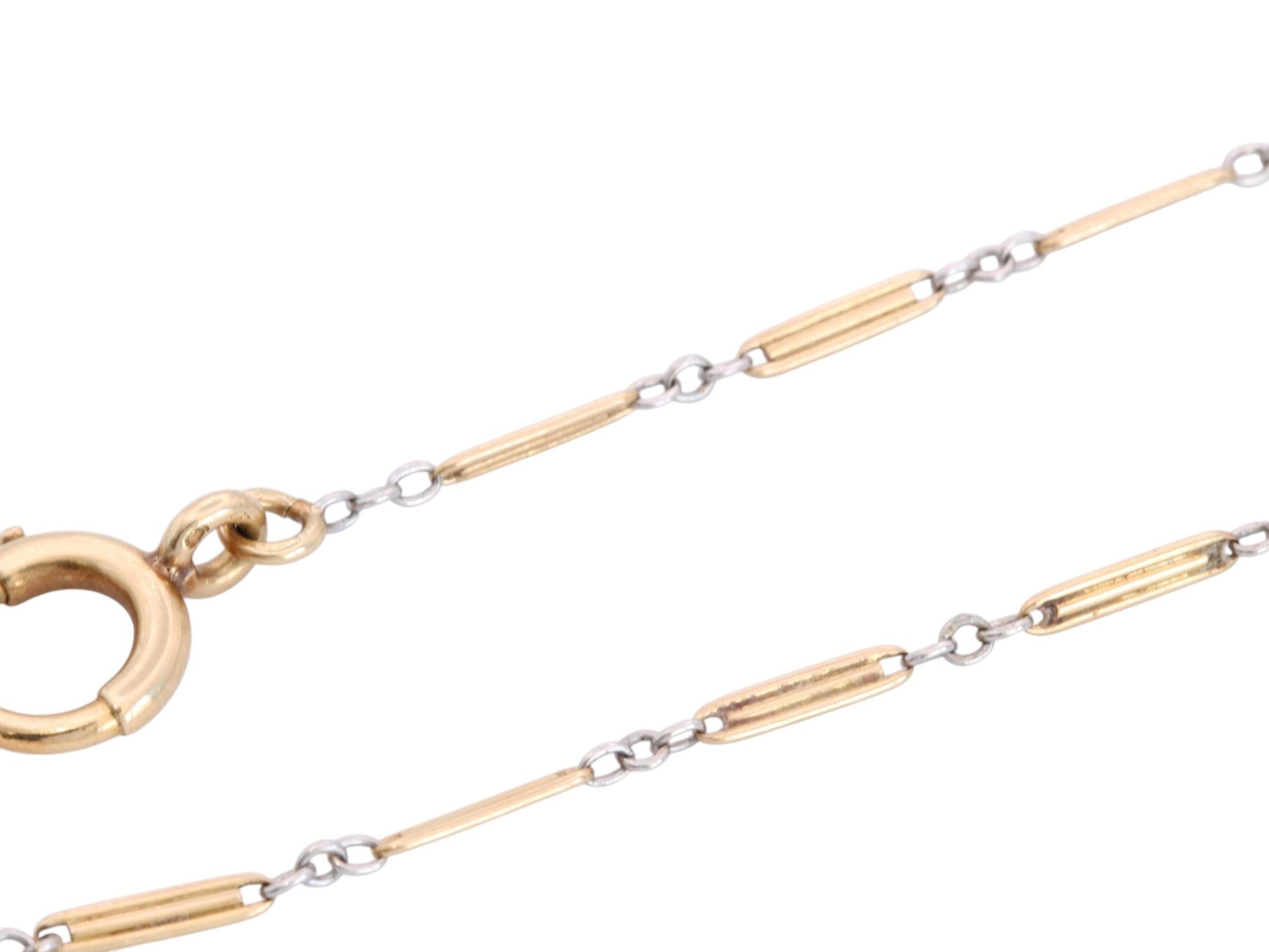 Antique French 18ct Gold & Platinum Watch Chain Necklace c.1920 — view 14