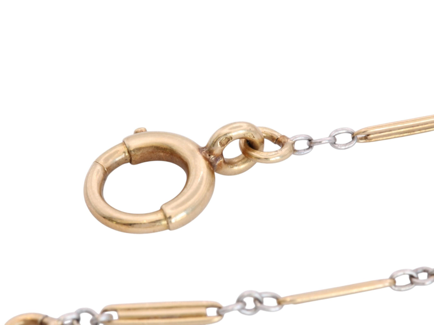 Antique French 18ct Gold & Platinum Watch Chain Necklace c.1920 — view 15