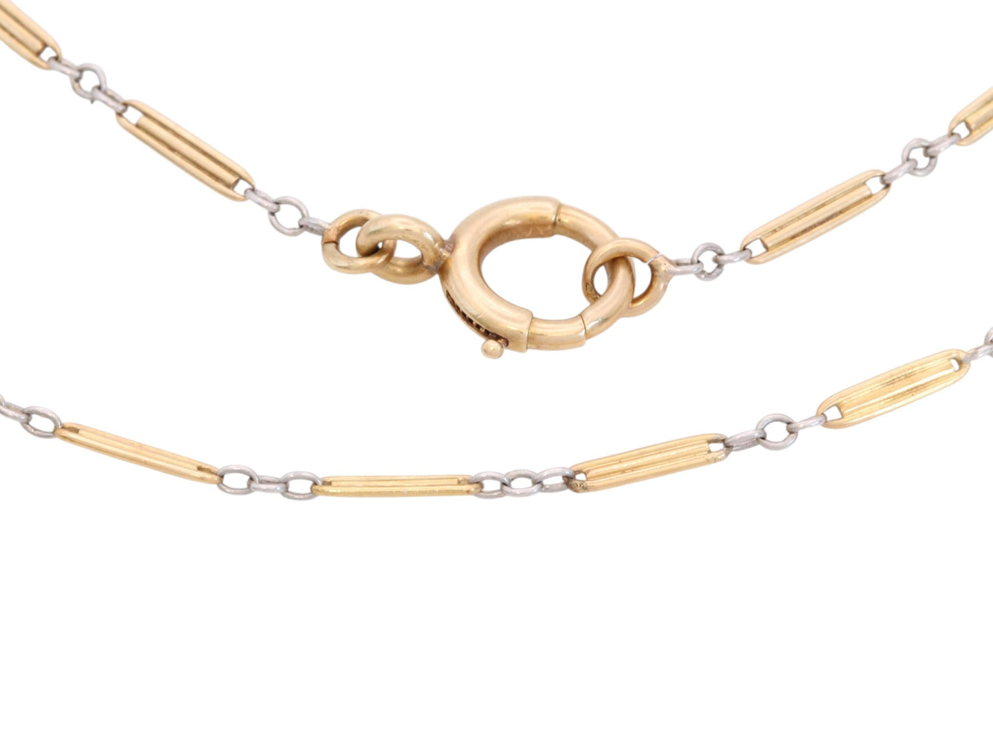 Antique French 18ct Gold & Platinum Watch Chain Necklace c.1920 — view 16