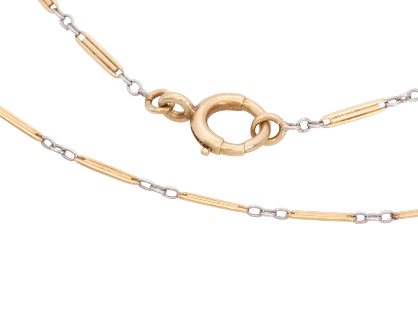 Antique French 18ct Gold & Platinum Watch Chain Necklace c.1920 — view 17