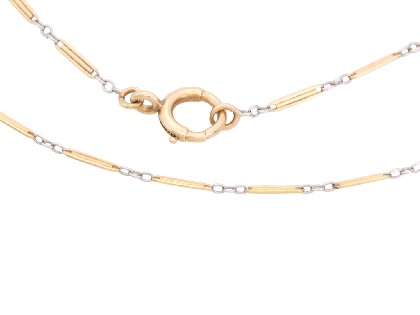 Antique French 18ct Gold & Platinum Watch Chain Necklace c.1920 — view 18