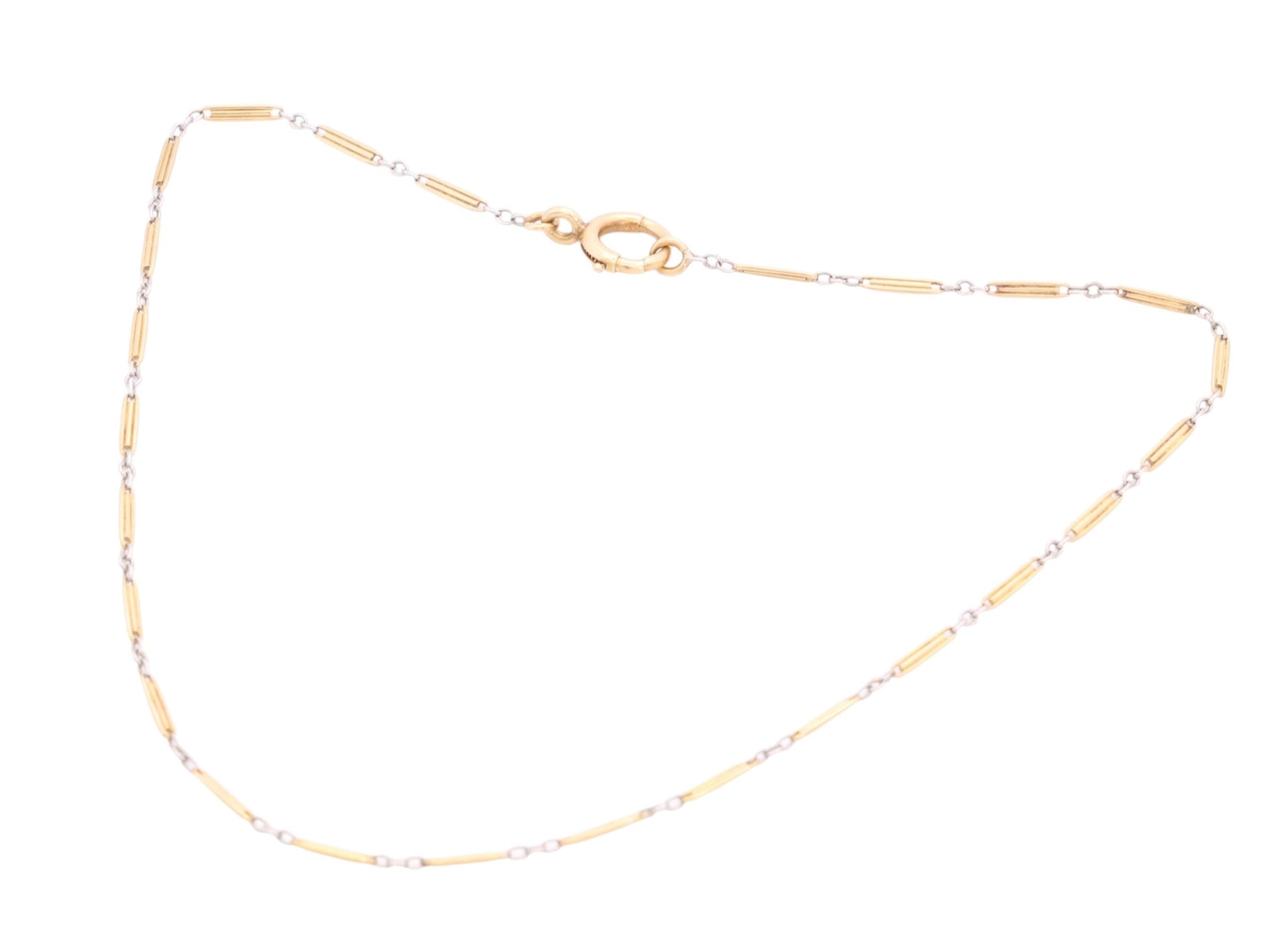 Antique French 18ct Gold & Platinum Watch Chain Necklace c.1920 — view 19