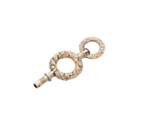Victorian 15ct gold filled watch key with chased floral decoration