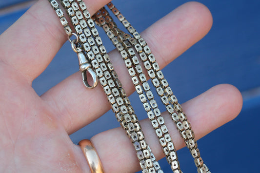 Antique Victorian 9ct rolled gold star pierced long guard chain