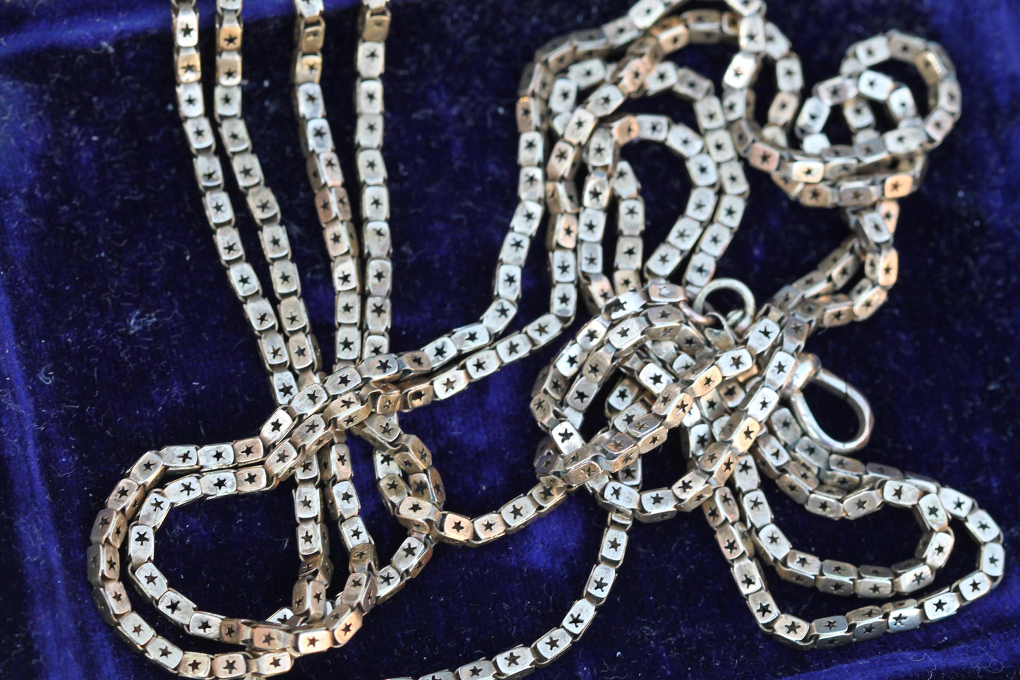 Antique Victorian 9ct Rolled Gold Star Pierced Long Guard Chain c.1890 — view 4