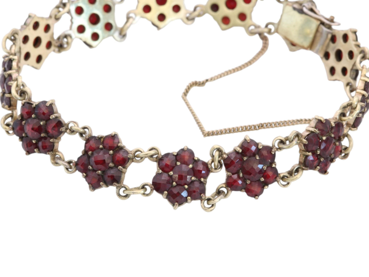 Antique Victorian Bohemian Garnet Bracelet | 9ct Rolled Gold c.1890 — view 6