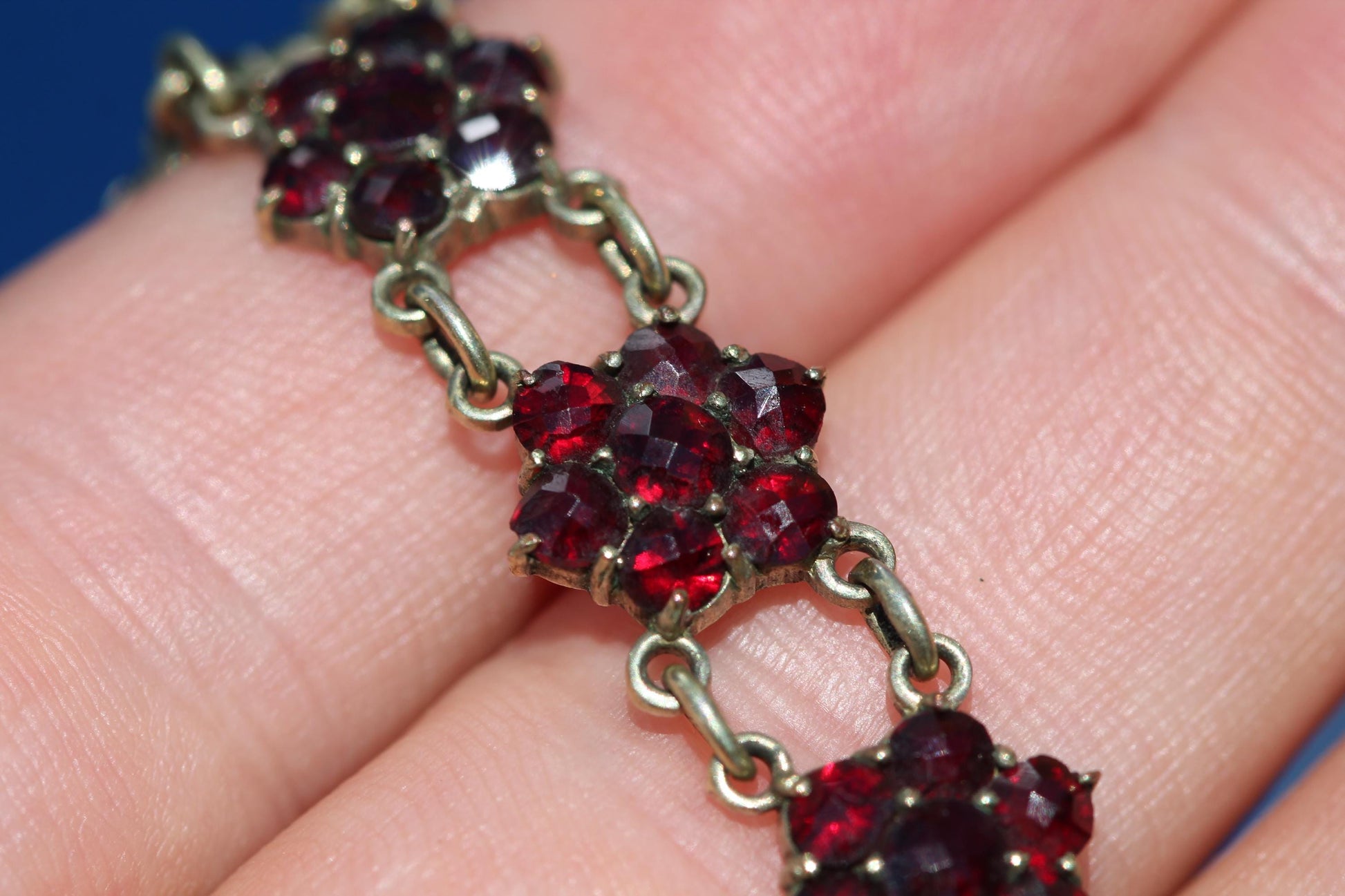 Antique Victorian Bohemian Garnet Bracelet | 9ct Rolled Gold c.1890 — view 7