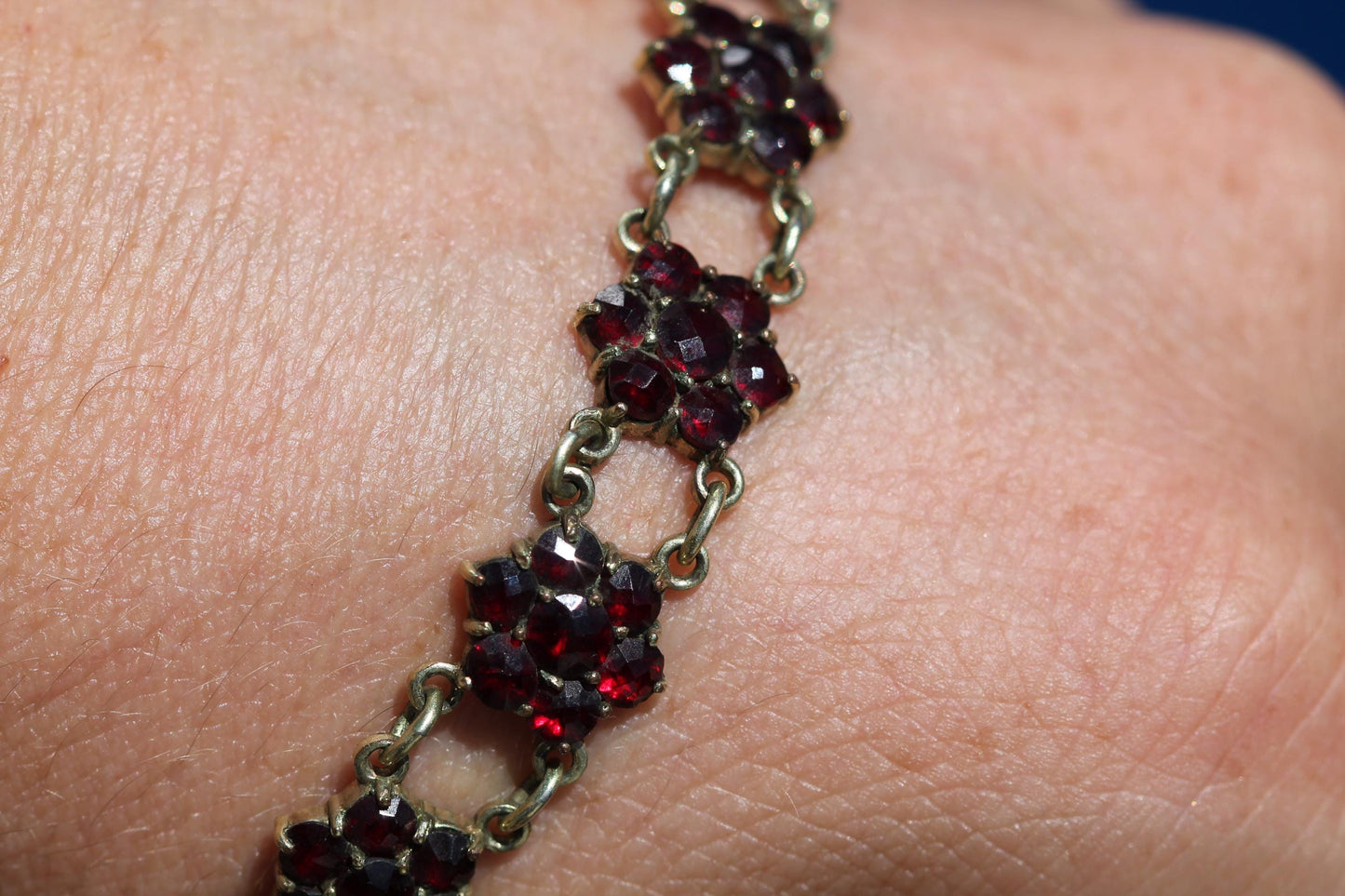 Antique Victorian Bohemian Garnet Bracelet | 9ct Rolled Gold c.1890 — view 8