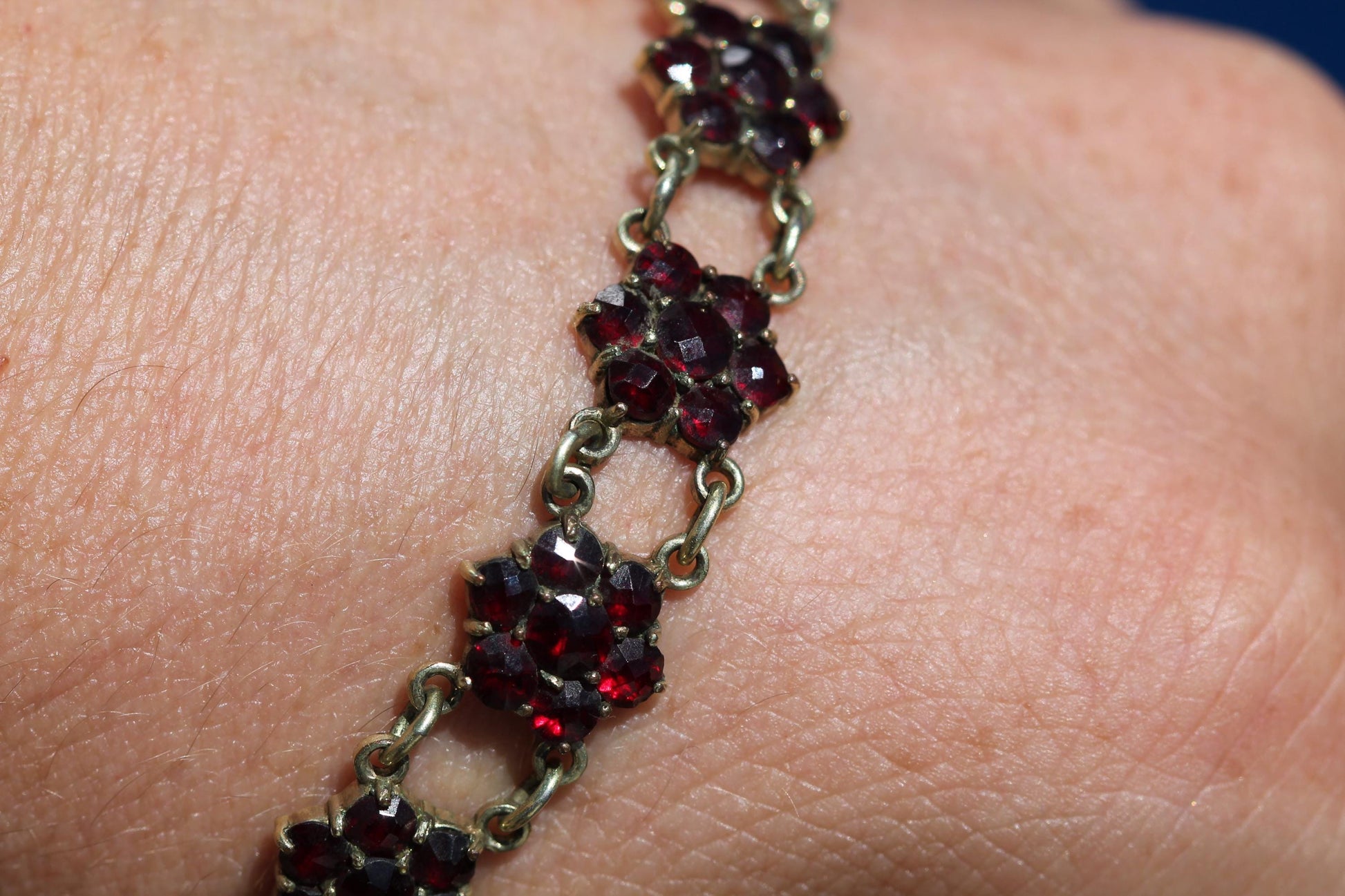 Antique Victorian Bohemian Garnet Bracelet | 9ct Rolled Gold c.1890 — view 8