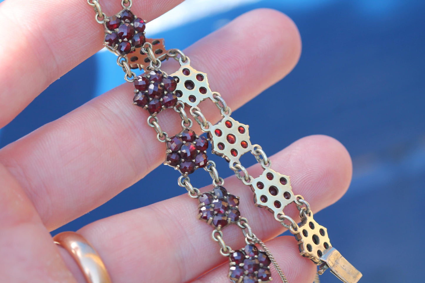 Antique Victorian Bohemian Garnet Bracelet | 9ct Rolled Gold c.1890 — view 12