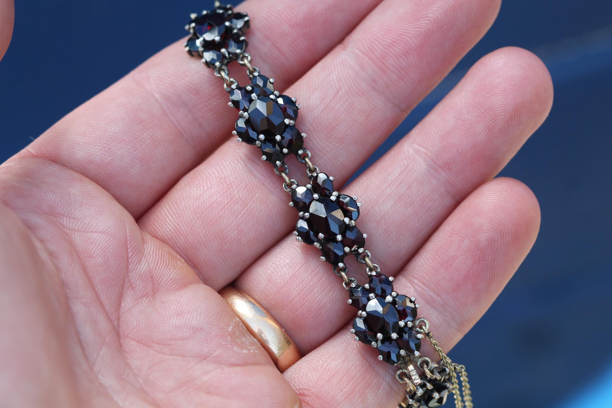 Antique Victorian Bohemian Garnet Bracelet | 9ct Rolled Gold c.1890 — view 14