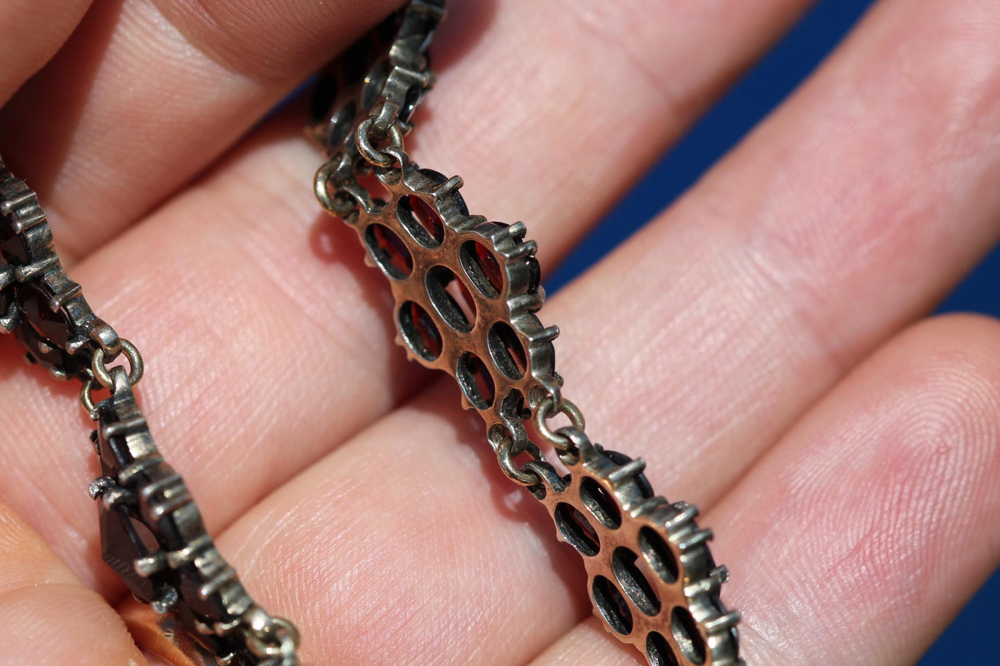 Antique Victorian Bohemian Garnet Bracelet | 9ct Rolled Gold c.1890 — view 15