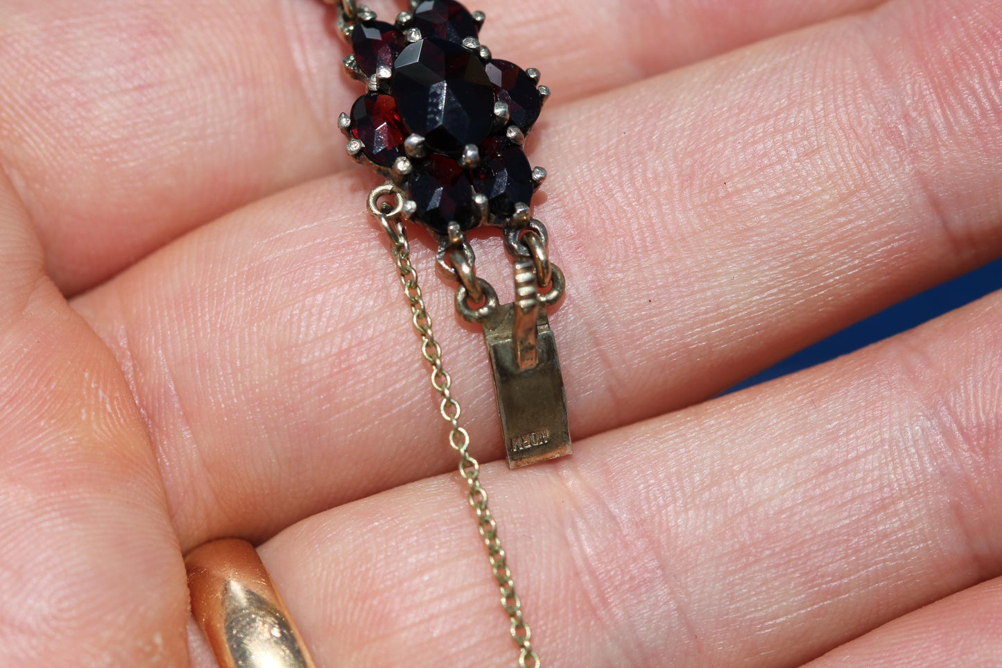 Antique Victorian Bohemian Garnet Bracelet | 9ct Rolled Gold c.1890 — view 18