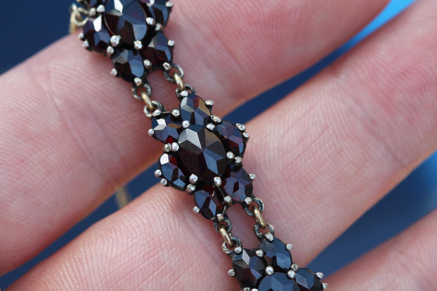Antique Victorian Bohemian Garnet Bracelet | 9ct Rolled Gold c.1890 — view 19