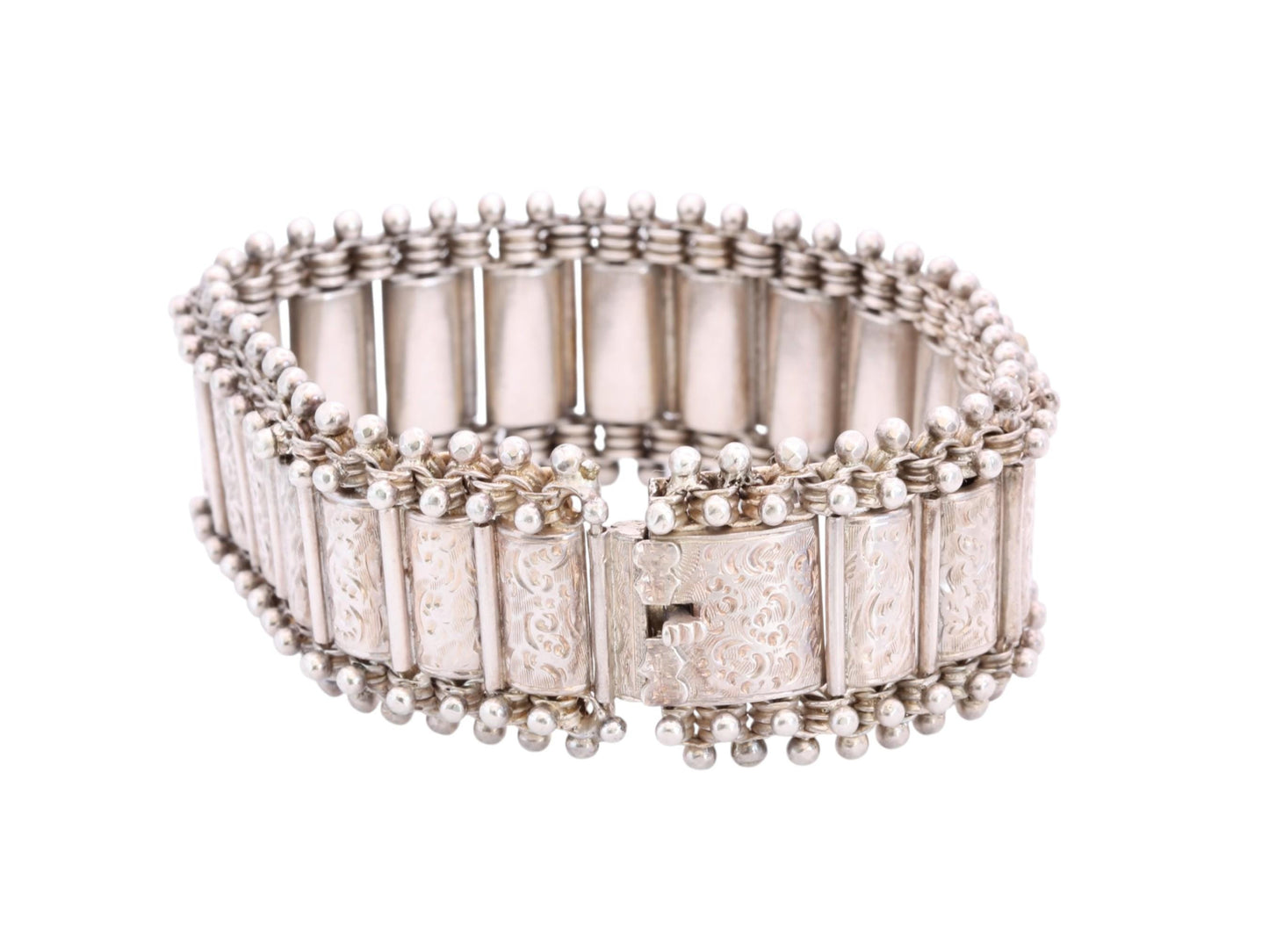 Antique Victorian Sterling Silver Engraved Panel Bracelet | 1880 — view 10