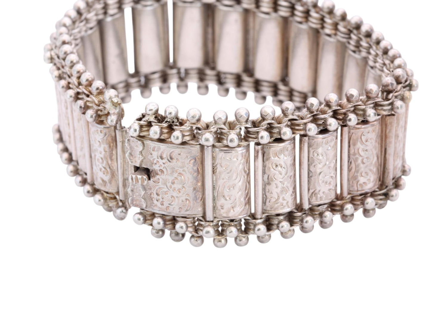 Antique Victorian Sterling Silver Engraved Panel Bracelet | 1880 — view 11