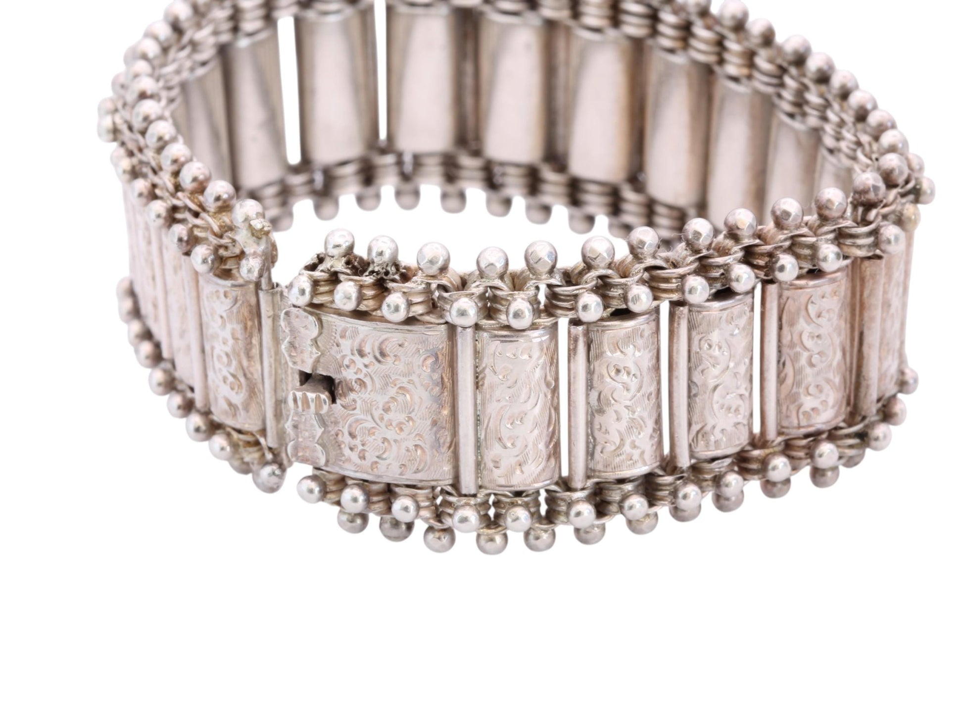 Antique Victorian Sterling Silver Engraved Panel Bracelet | 1880 — view 11