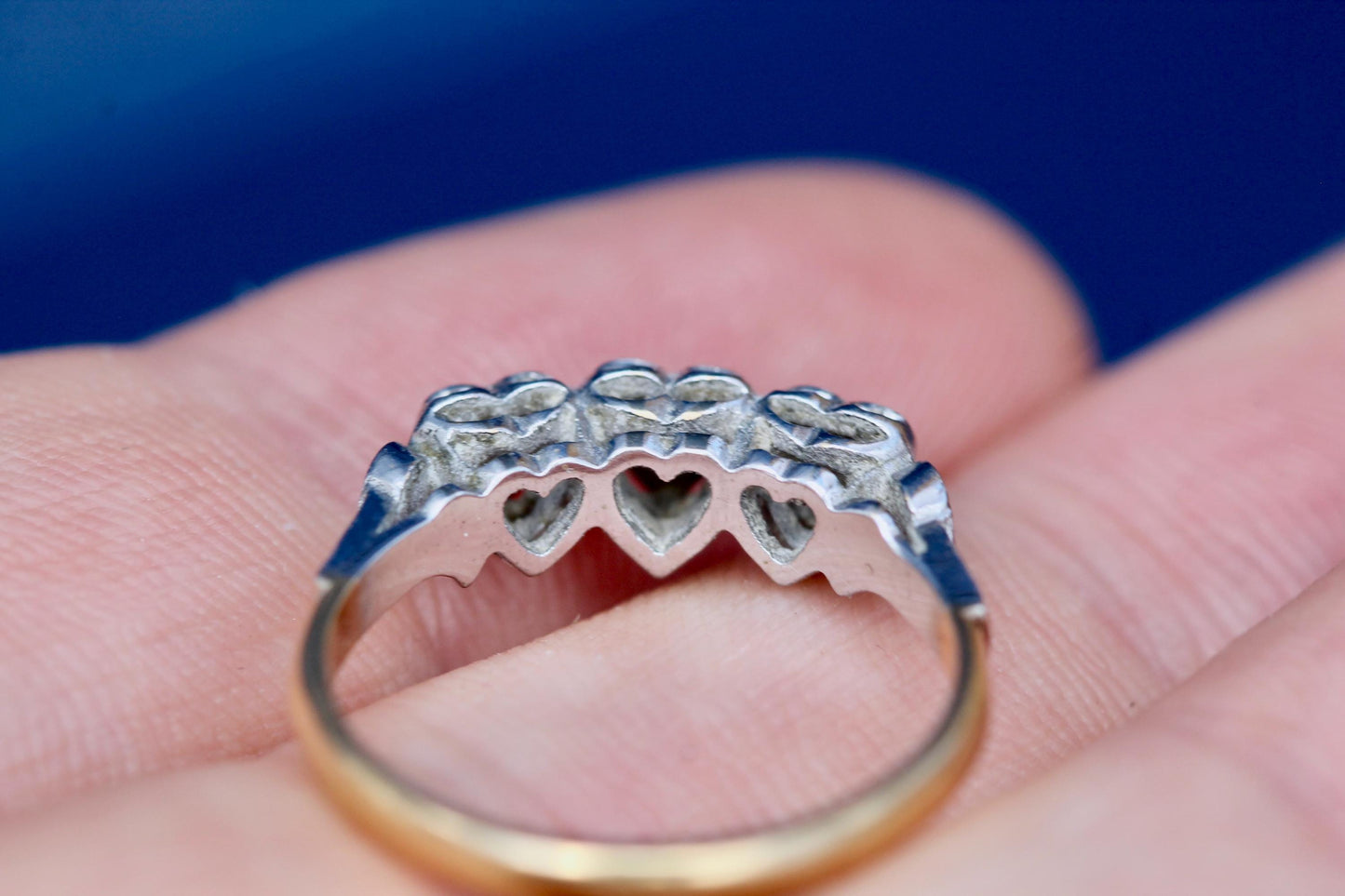 Hallmarks inside 18ct gold and platinum Art Deco diamond ring